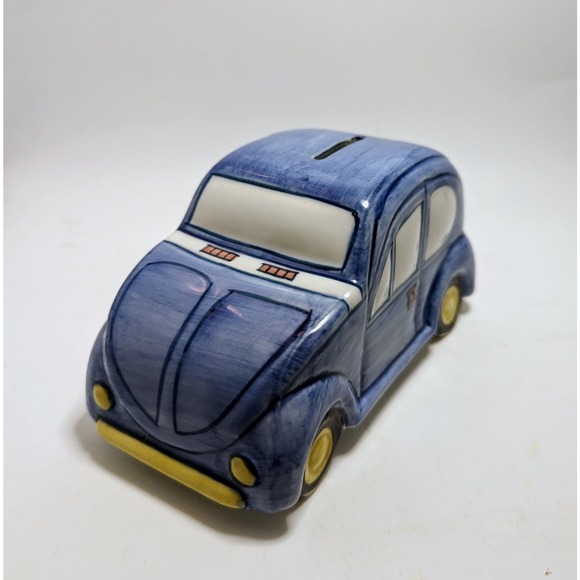 Vintage 2003 Andrea By Sadek Ceramic Volkswagen VW Bug Car Coin Bank Porcelain - Picture 2 of 6
